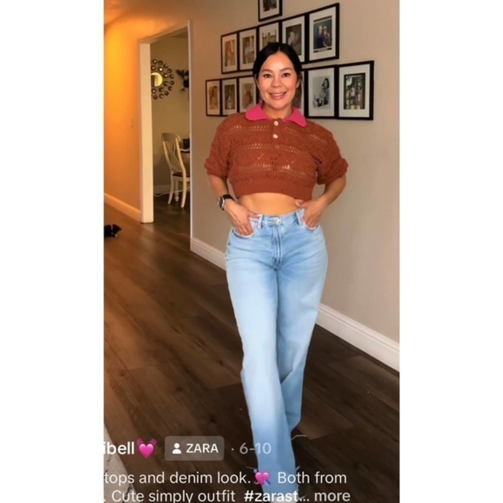 ZARA POINTELLE crop top terracotta 6427/014 - Picture 9 of 12